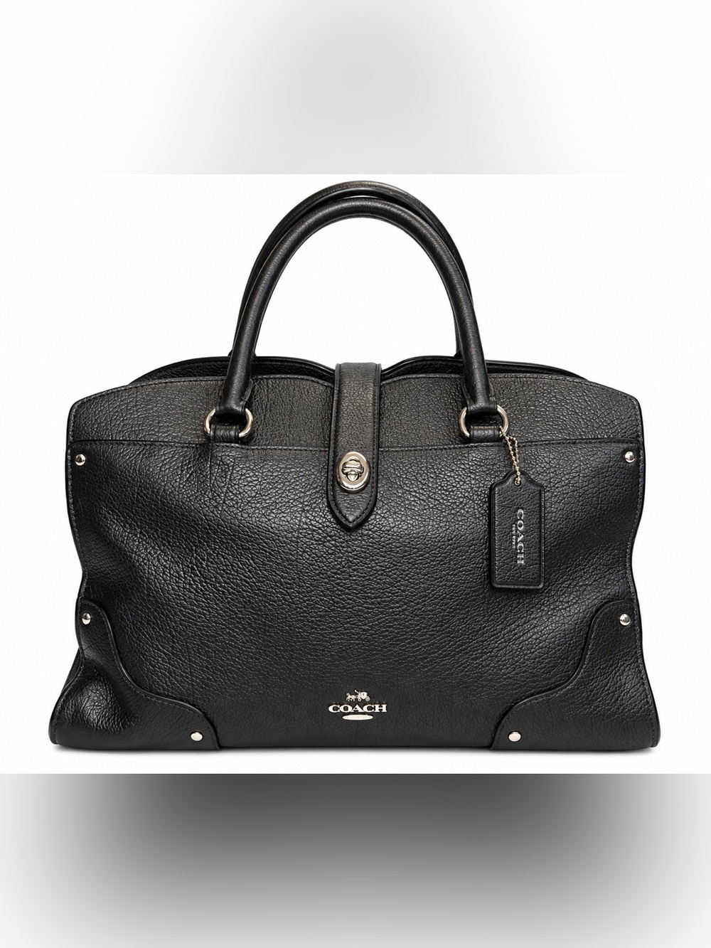 Coach Mercer 30 satchel in gunmetal metallic color